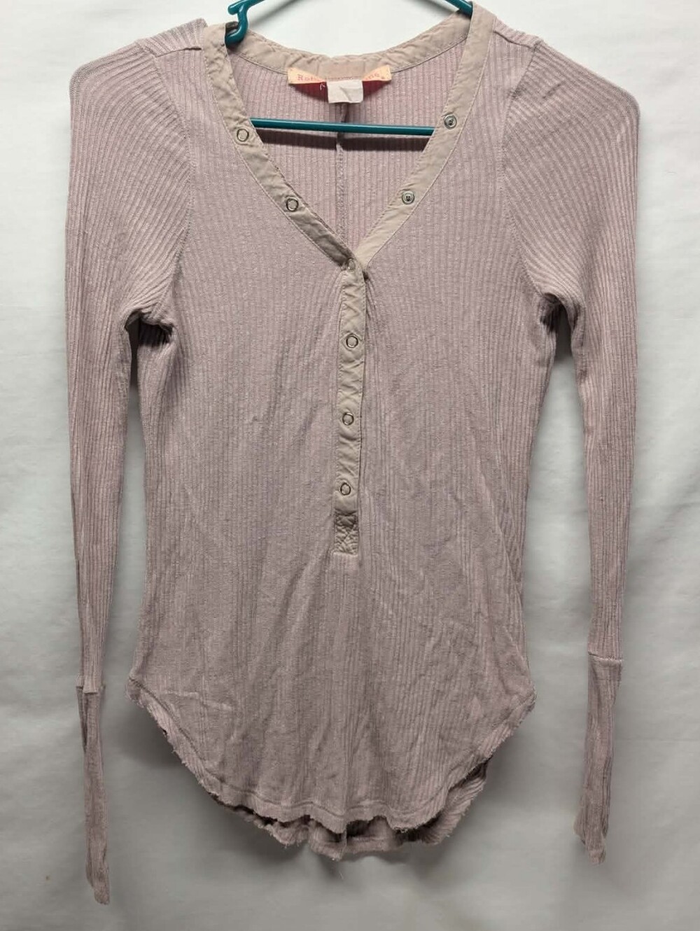 Rebellious One Pale Pink Ribbed Henley Bodysuit